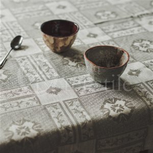 Jacquard linen tablecloth RUGIAGĖLĖ